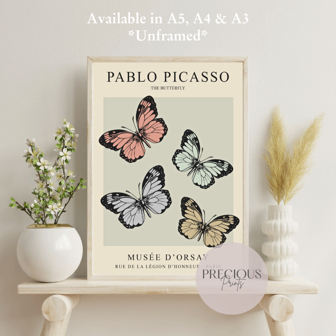 Picasso ''The Butterfly'' Exhibition Print / Vintage Gallery Wall Art