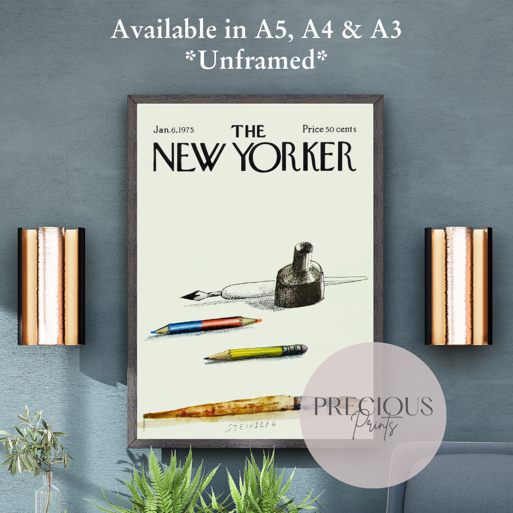 The New Yorker 6 January 1975 Print Vintage Wall Art Saul Steinberg