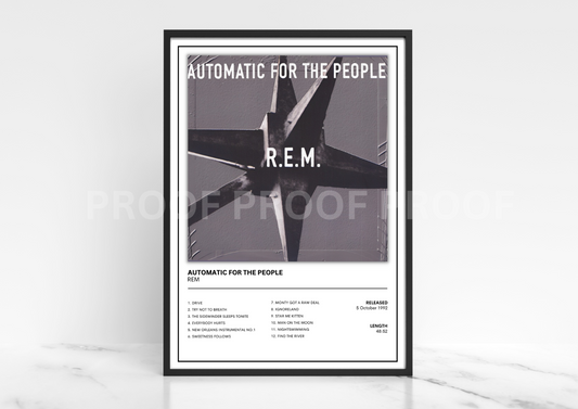 REM Automatic For The People Album Single Cover Poster / Music Gift