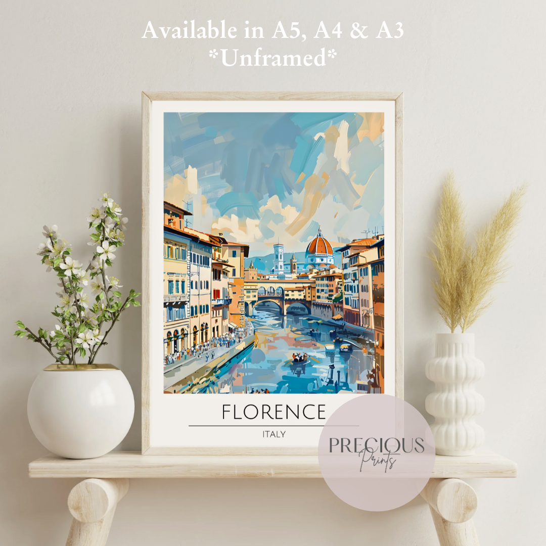 Italy, Florence Travel Print Poster / Vintage Wall Art / A5 A4 A3