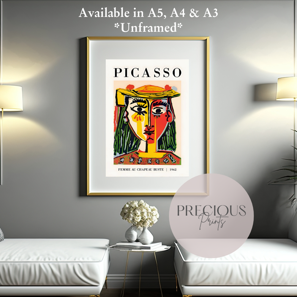 Picasso - Femme Au Chapeau Buste 1962 Exhibition Print Vintage Gallery Wall Art