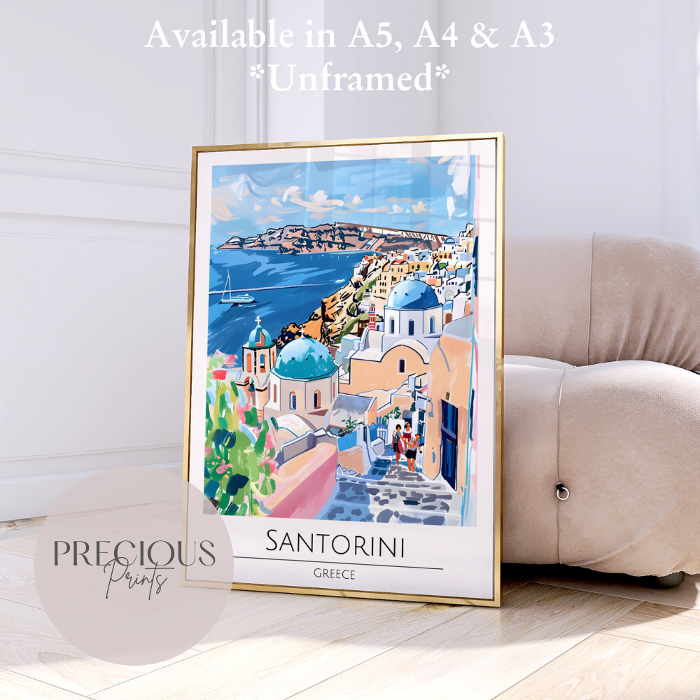 Greece - Santorini Tavel Print Poster- Travel Poster - Vintage Wall Art