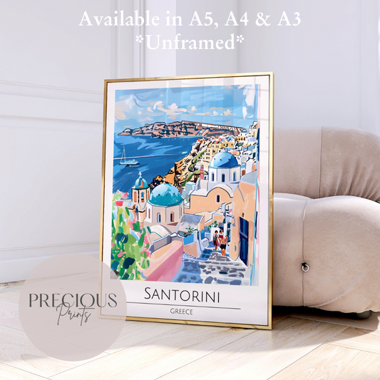 Greece - Santorini Tavel Print Poster- Travel Poster - Vintage Wall Art