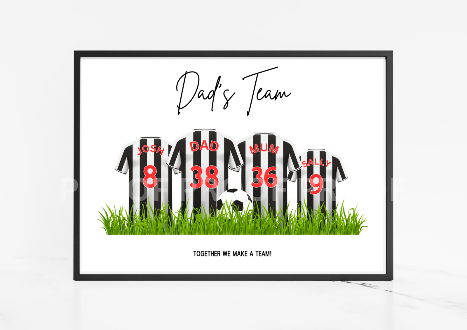 Personalised Football Family Print / Newcastle United Family Print A5 A4 A3