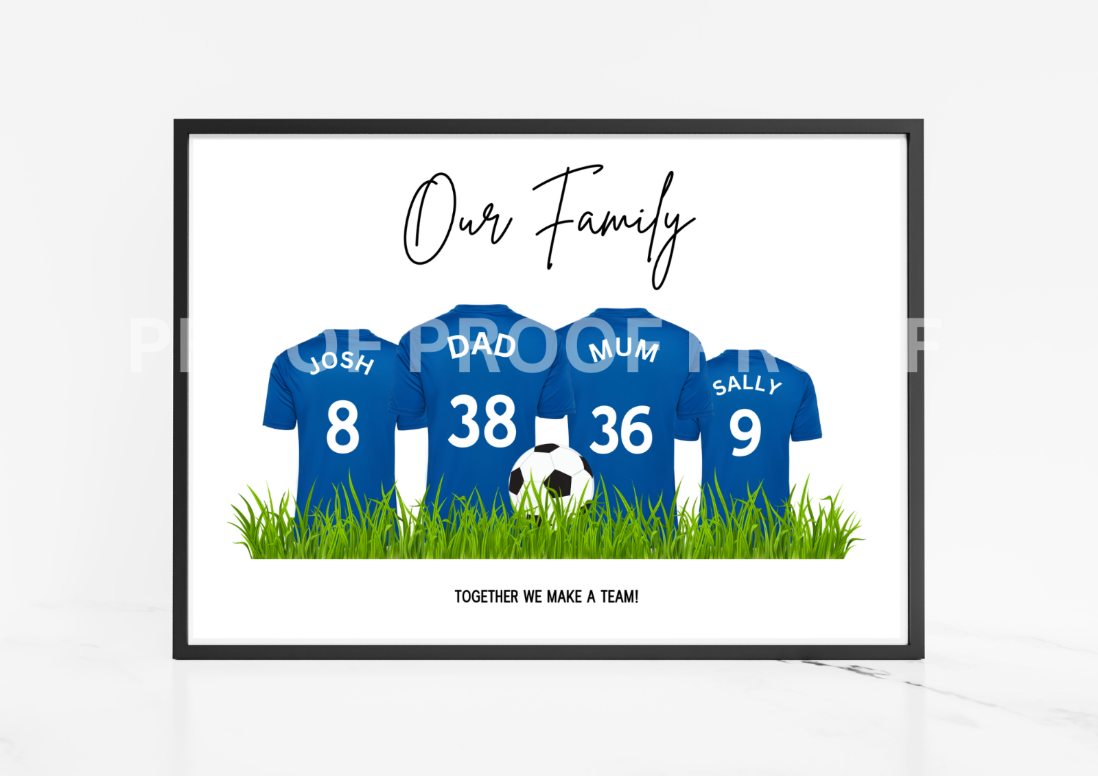 Personalised Football Family Print / Chelsea Family Print Mothers Fathers Day