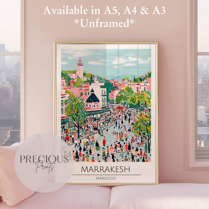Marocco, Marrakesh Travel Print Poster / Vintage Wall Art / A5 A4 A3 / Unframed