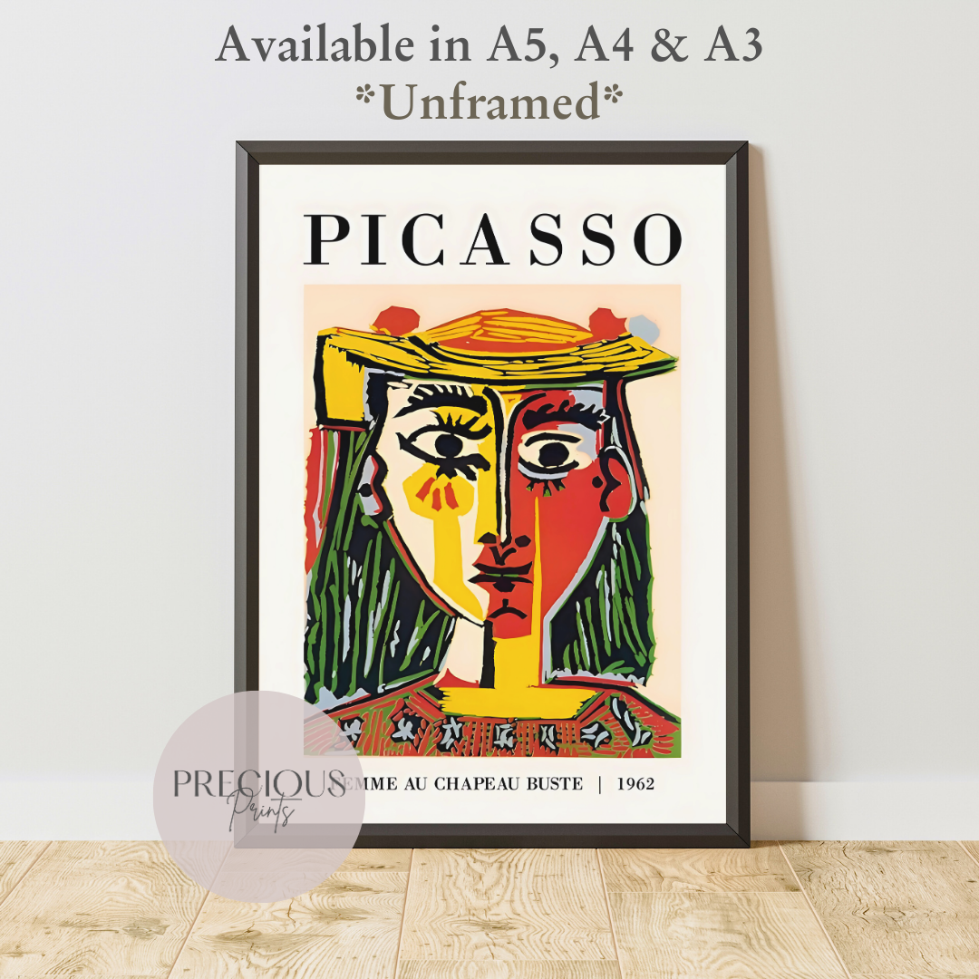 Picasso - Femme Au Chapeau Buste 1962 Exhibition Print Vintage Gallery Wall Art