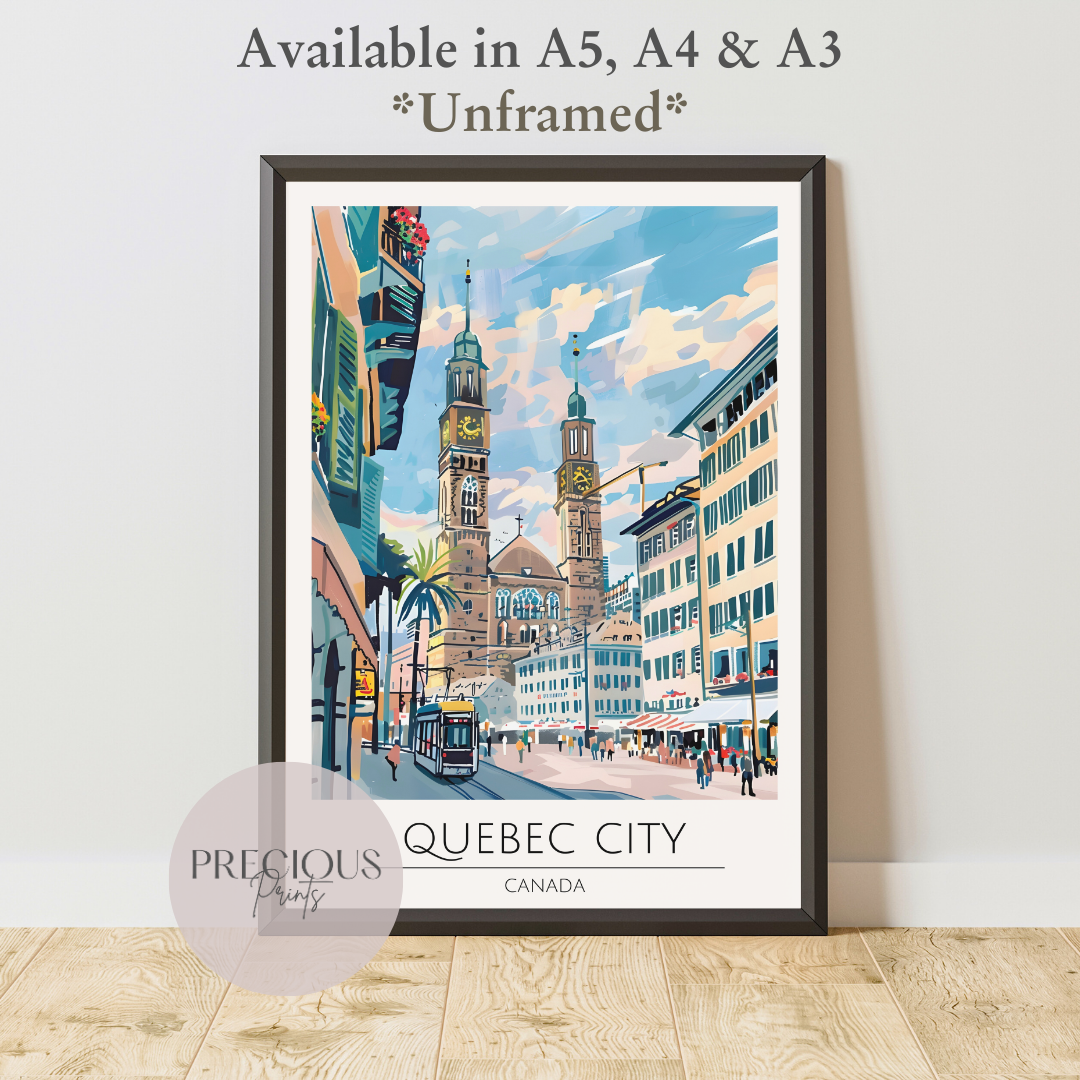 Canada, Quebec City Travel Print Poster / Vintage Wall Art / A5 A4 A3 / Unframed