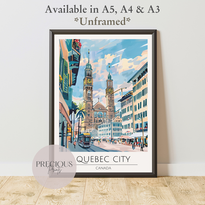 Canada, Quebec City Travel Print Poster / Vintage Wall Art / A5 A4 A3 / Unframed