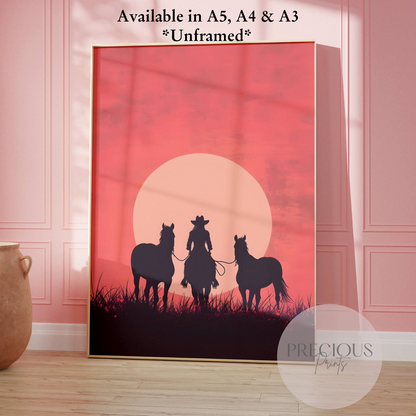 Cowgirl Preppy Poster / Trendy Wall Art / Pink Girly Art print / A5 A4 A3