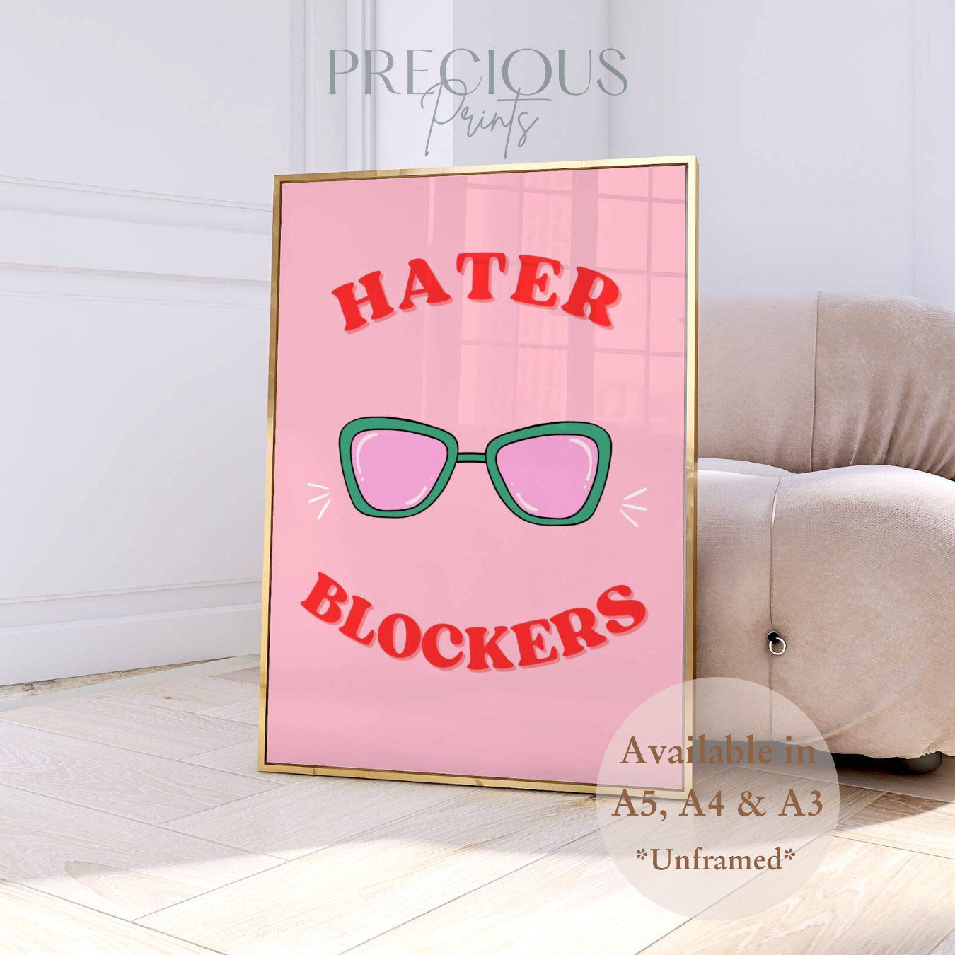 Hater Blockers Funny Preppy Art Poster / Humour / Pop Art / Trendy A5 A4 A3