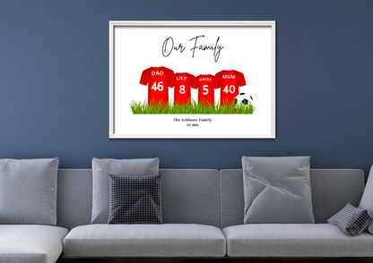 Personalised Football Family Print / Nottingham Forest Family Print / A5 A4 A3