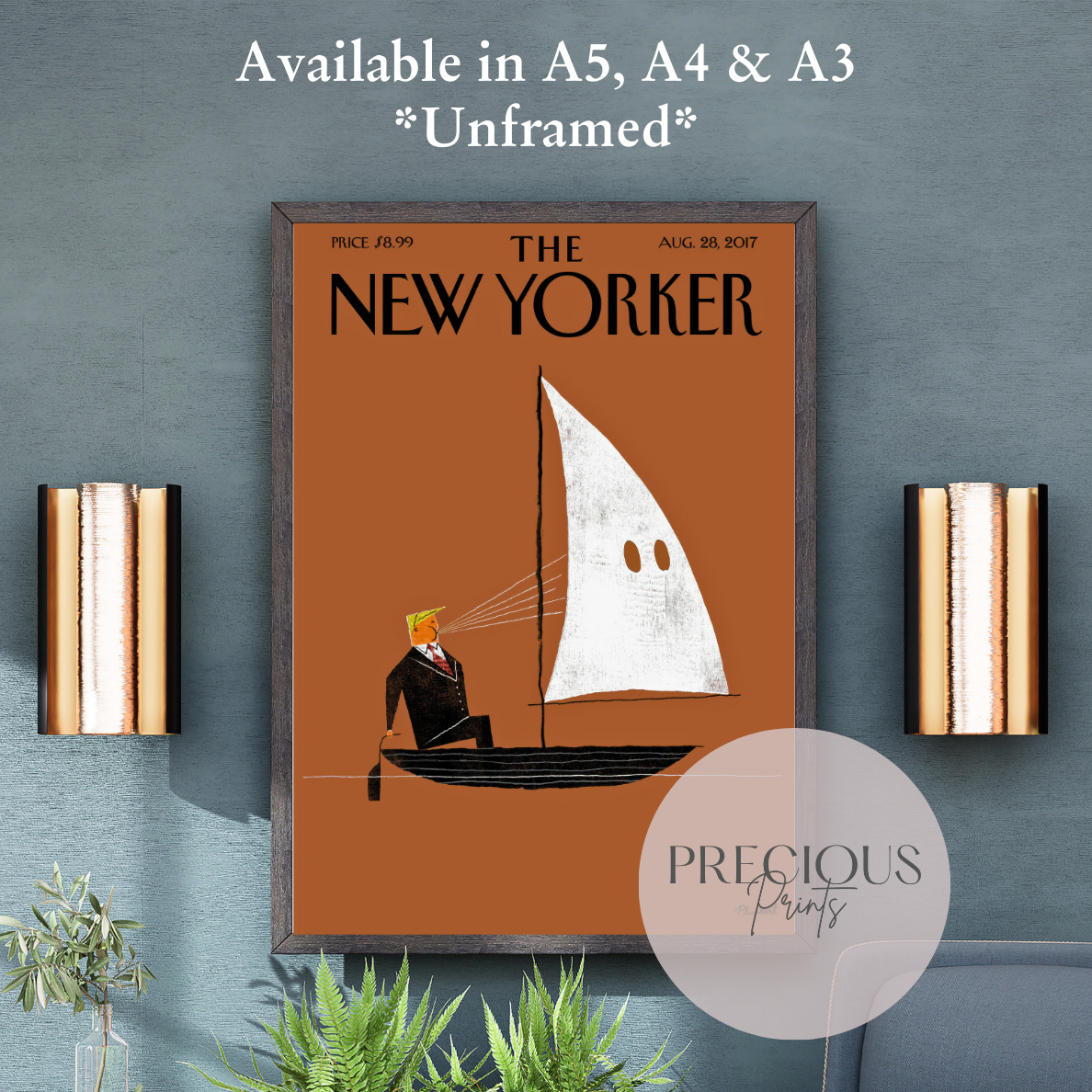 The New Yorker 28 August 2017 Wall Art Print / Artist David Plunkert 'Blowhard'