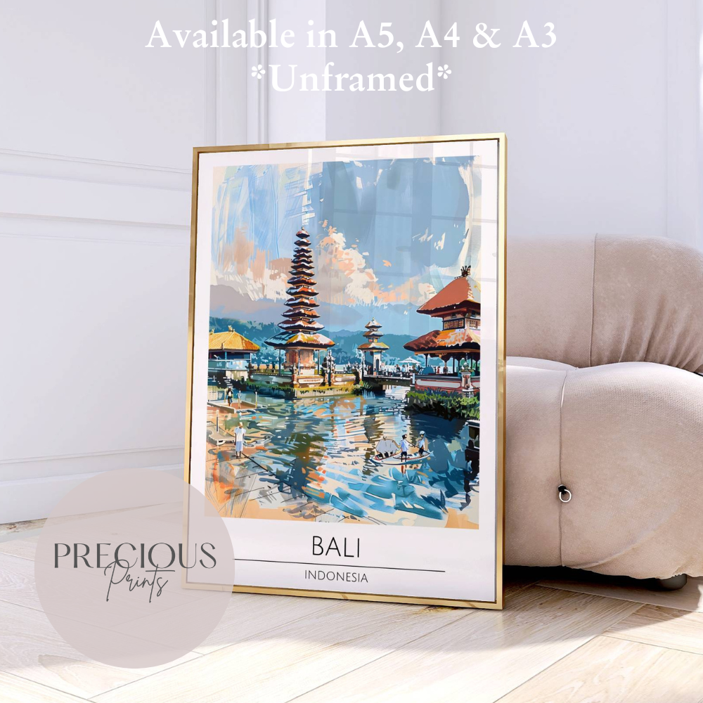 Indonesia, Bali Travel Print Poster / Vintage Wall Art / A5 A4 A3