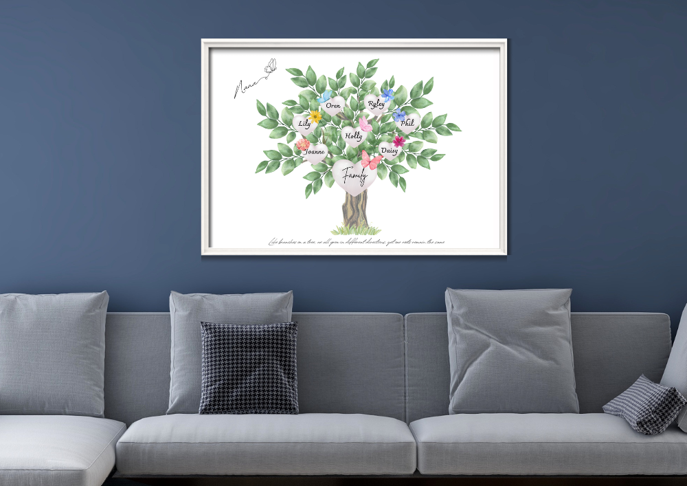 Personalised Family Tree / Mothers Day / Grandma's Day / Family Print A5 A4 A3