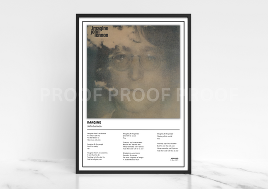 John Lennon Imagine Album Single Cover Poster / Music Christmas Gift
