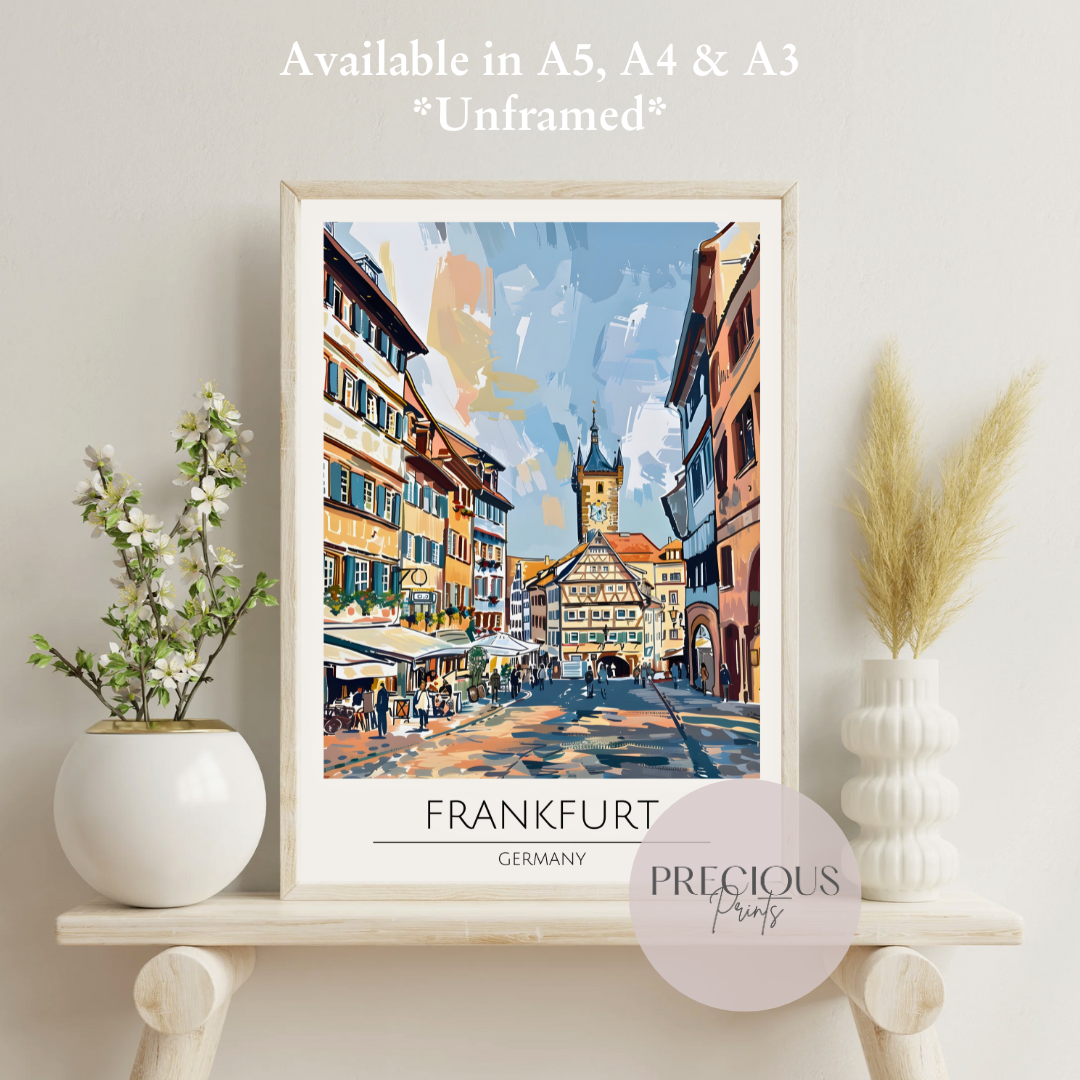 Germany, Frankfurt Travel Print Poster / Vintage Wall Art / A5 A4 A3