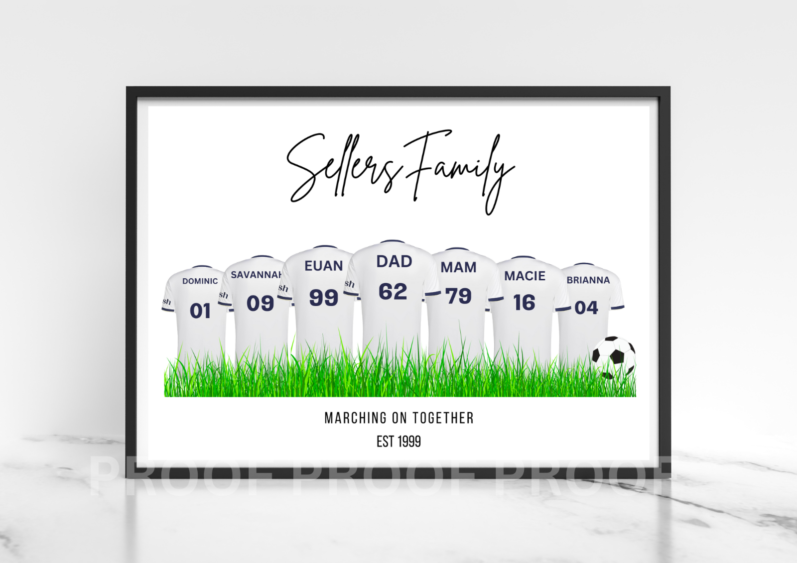 Personalised Football Family Print / Leeds United Print LUFC Print A5 A4 A3