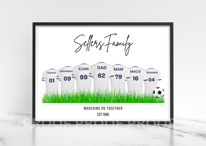 Personalised Football Family Print / Leeds United Print LUFC Print A5 A4 A3