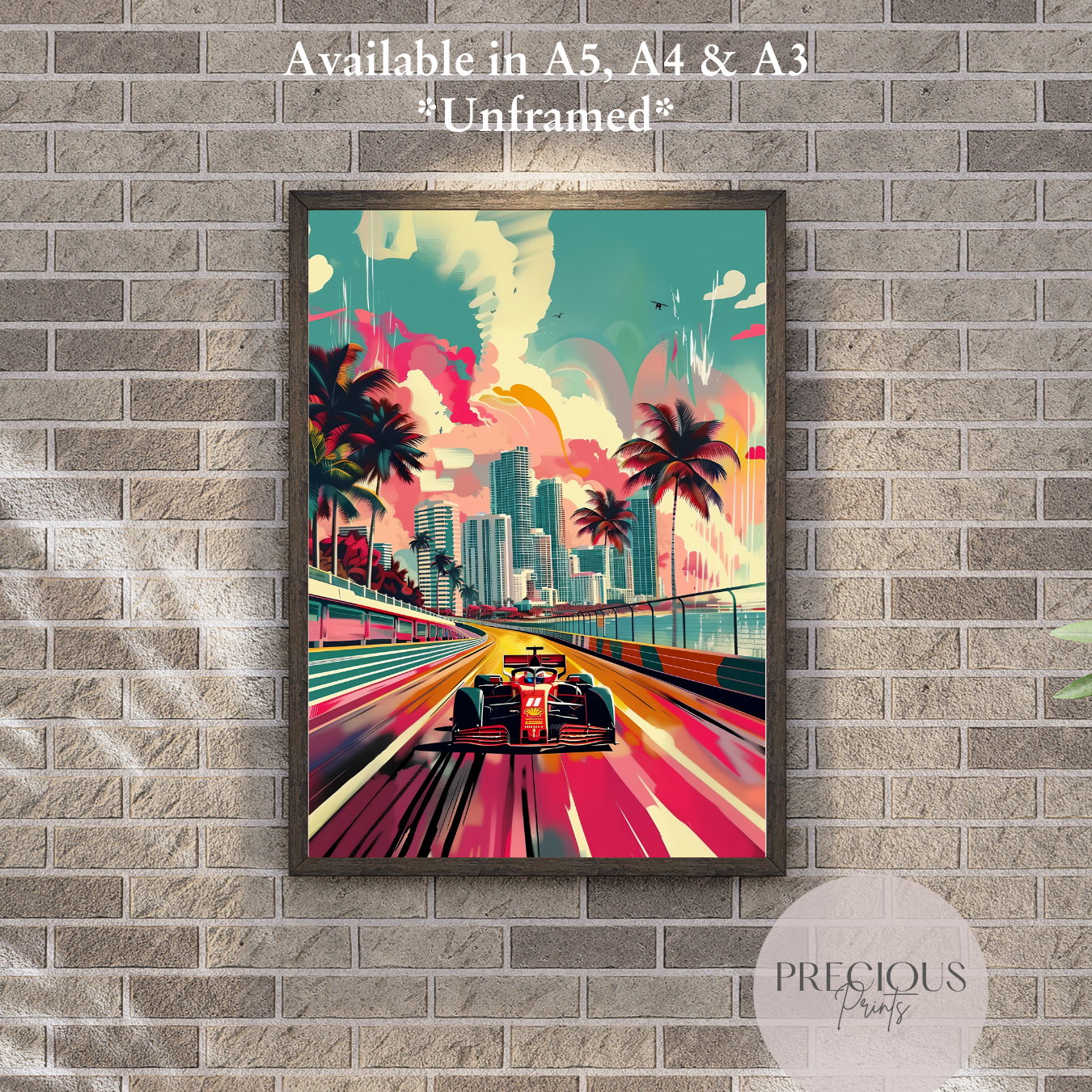 Formula 1 Miami Race Car Wall Art Print Poster / A5 A4 A3 Unframed Classic Cars