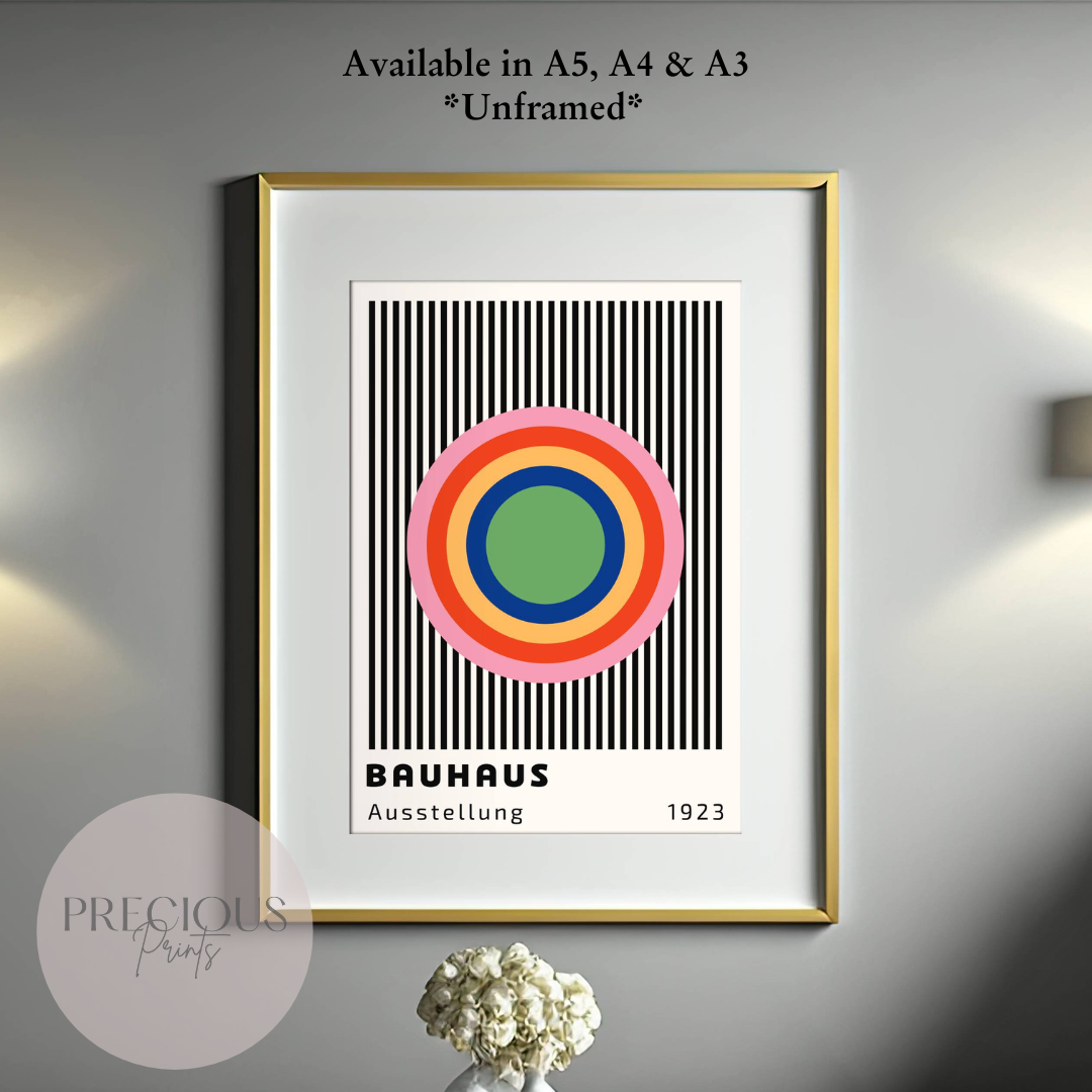 Colourful Bauhaus Art Print A5 A4 A3 Art Exhibition Poster Stripes Circles