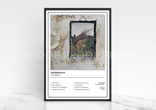 LED Zeppelin IV Cover Music Singles Poster / Music Gift / Christmas Gift