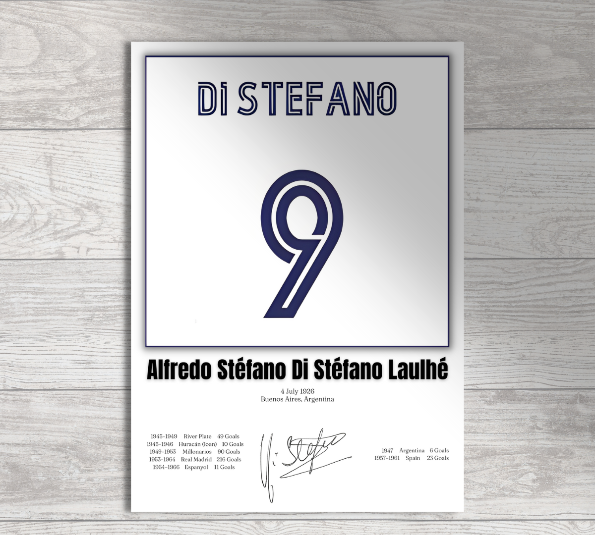 Di Stefano Football Stats Print / Football Legends Poster / Football Gift