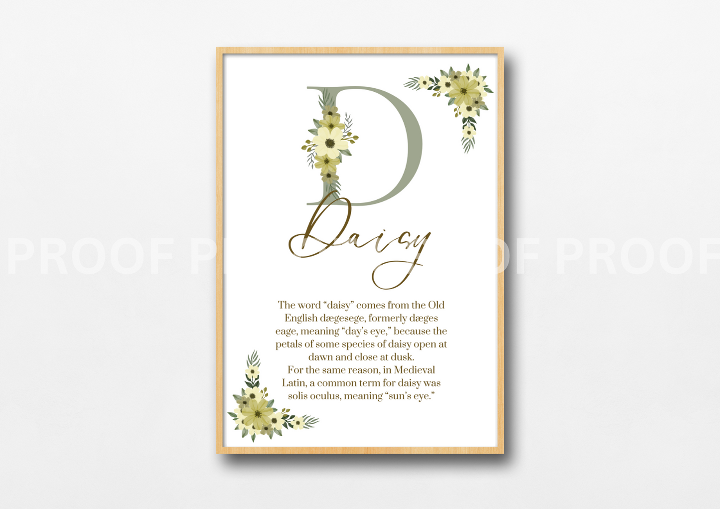 Personalised Print Birth Stats Meaning of name Elegant Floral A5 A4 A3