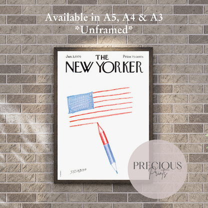 The New Yorker 5 January 1976 Print Vintage Wall Art Saul Steinberg