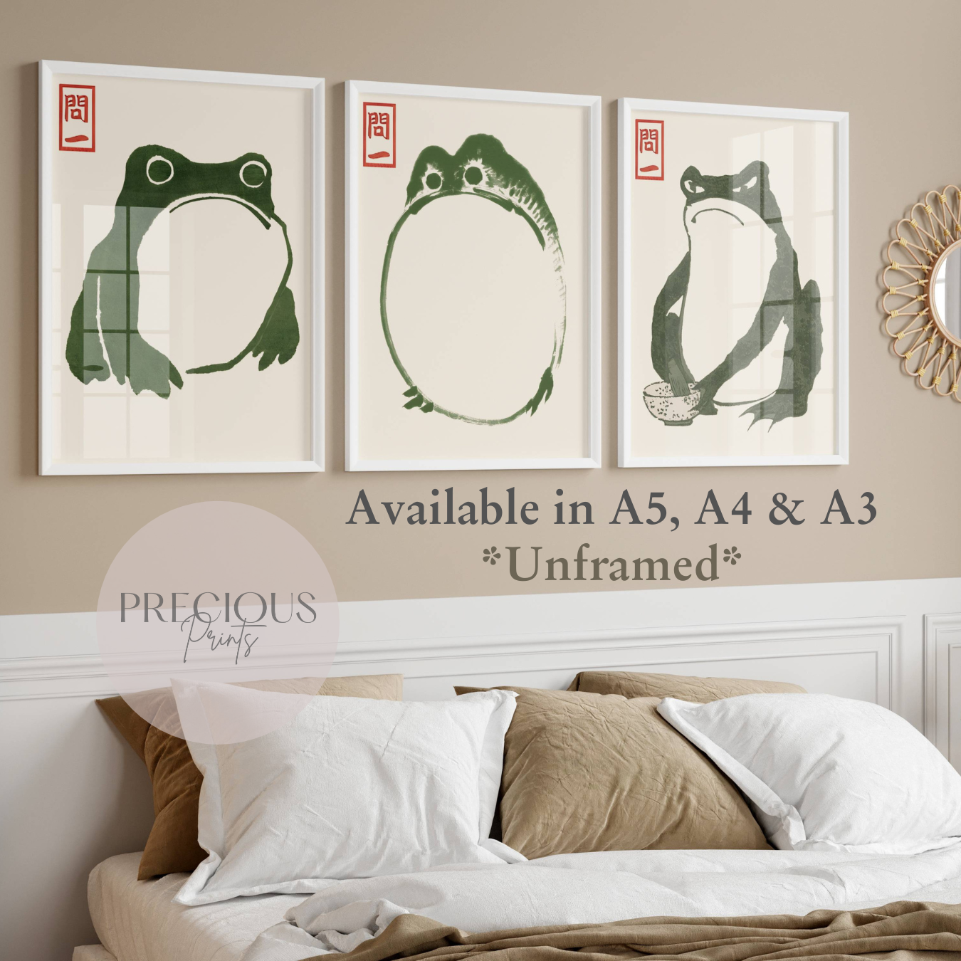Set of 3 Japanese Hoji Frog Prints / Matsumoto Hoji Print / A5 A4 A3 Unframed