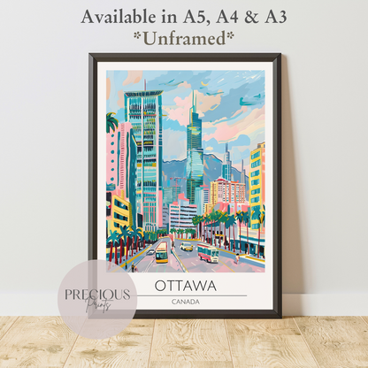 Canada, Ottawa Travel Print Poster / Vintage Wall Art / A5 A4 A3 / Unframed