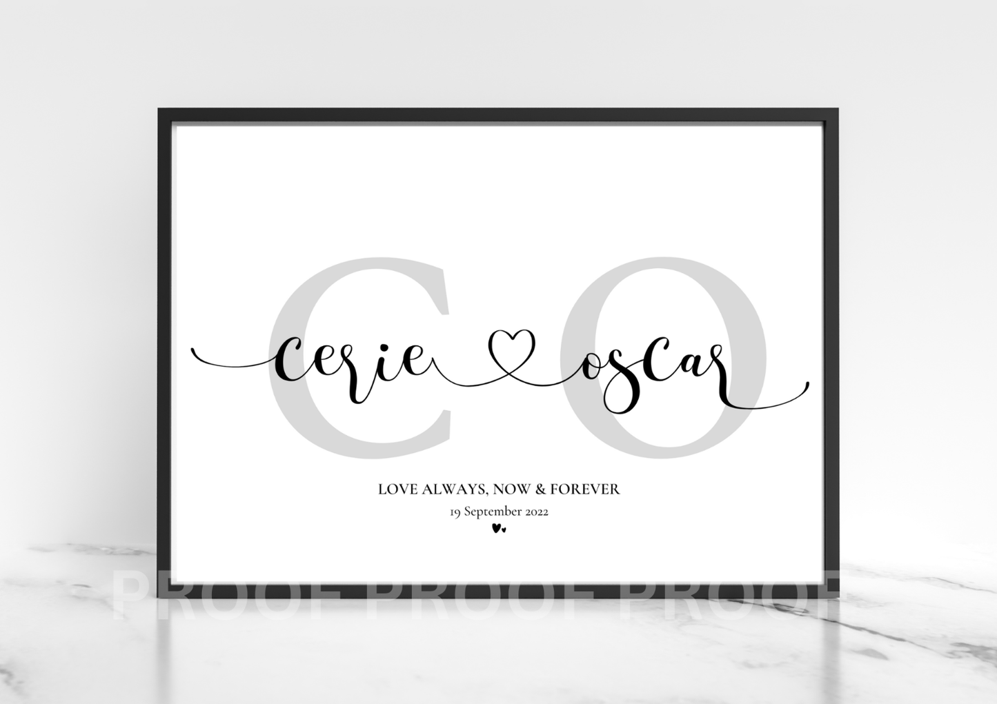 Personalised Valentine Anniversary Wedding Gift Art Print A5 A4 A3