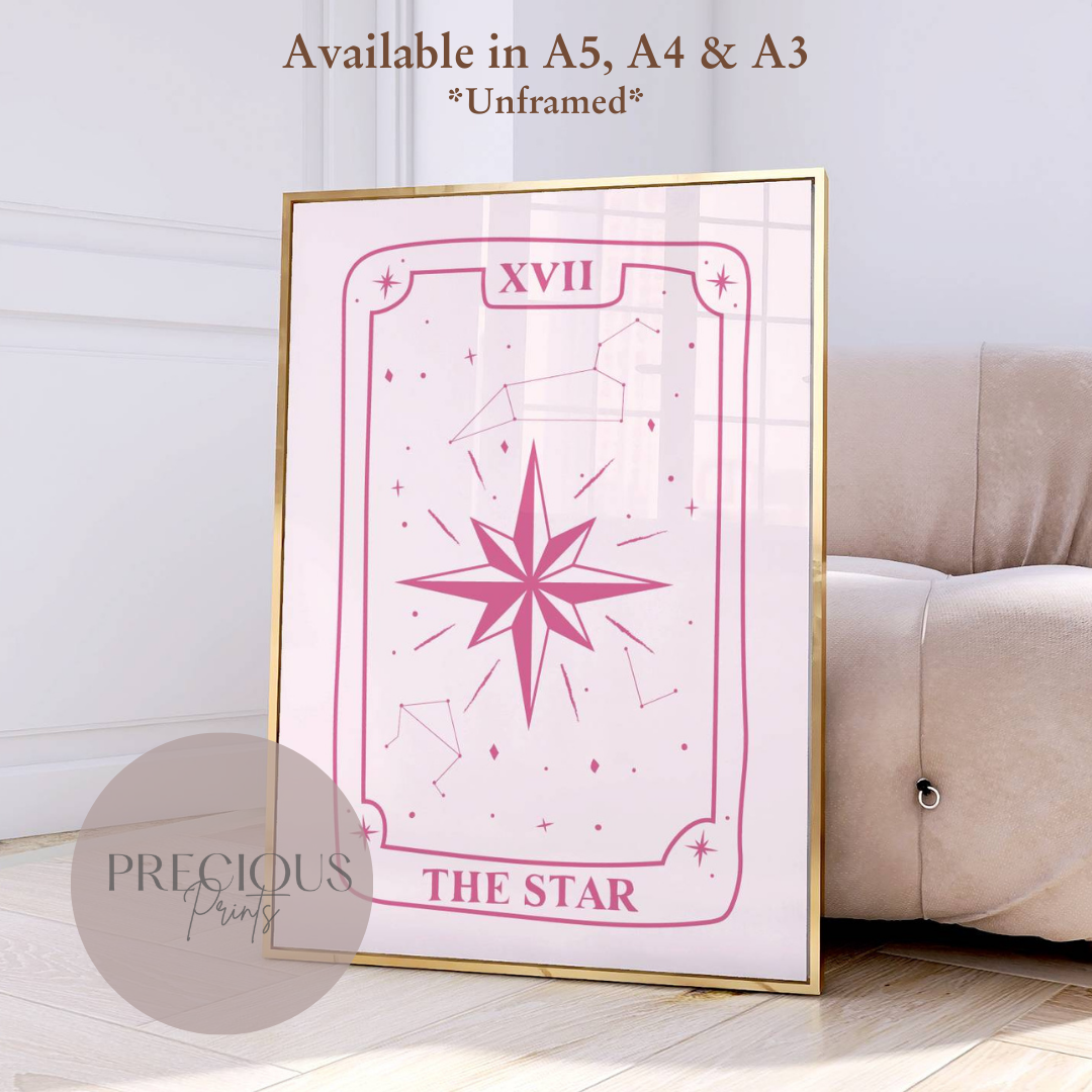 The Star Tarot Poster / Pink Preppy Poster / Trendy Poster / A5 A4 A3 / Unframed