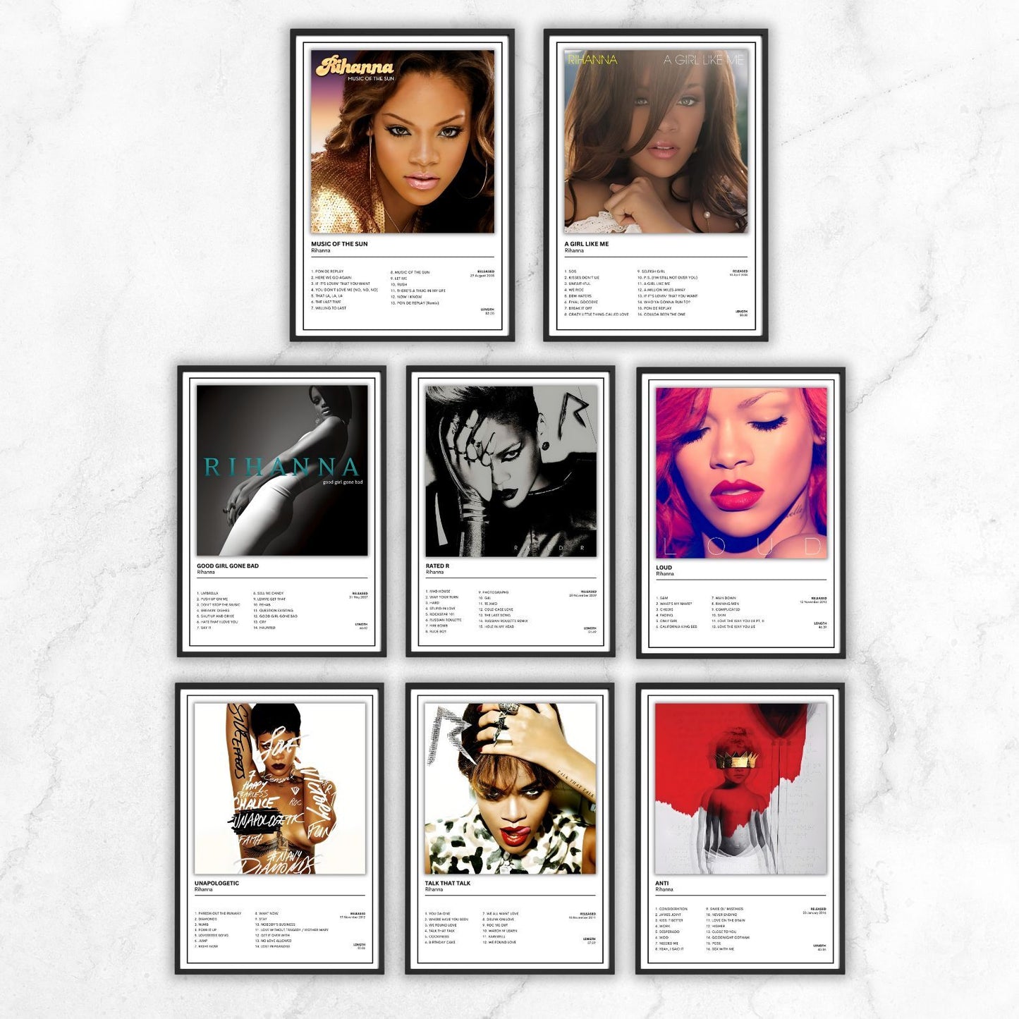 Rihanna Full Collection of Album Cover Wall Posters A5 A4 A3