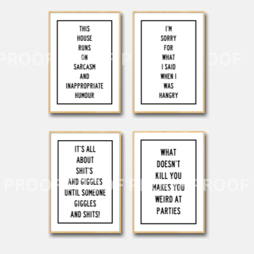 This House Runs on Sarcasm & Inappropriate Humour Art Poster Art Quote A5 A4 A3