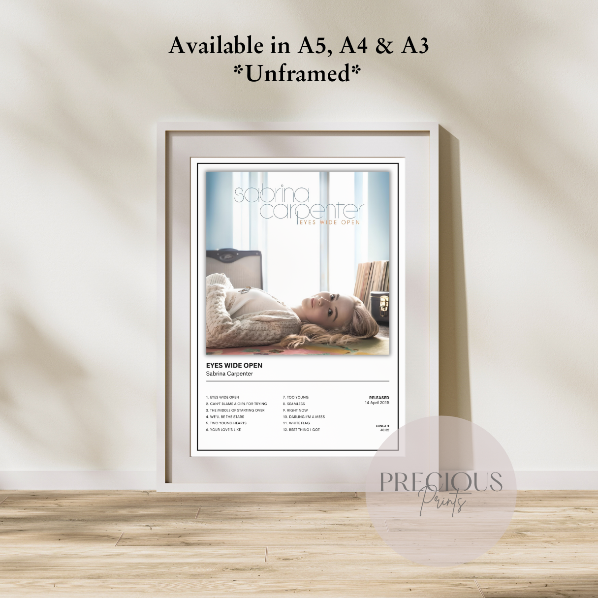 Sabrina Carpenter Eyes Wide Open Album Music Poster Print A5 A4 A3 Unframed