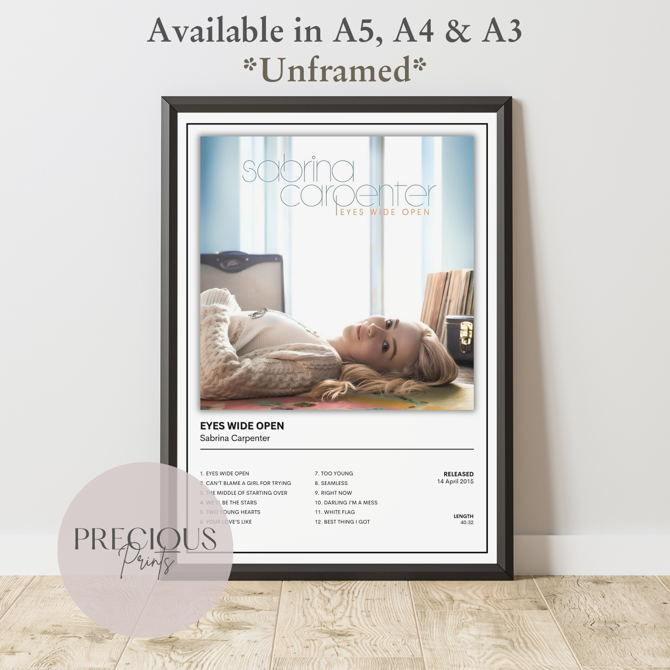 Sabrina Carpenter Eyes Wide Open Album Music Poster Print A5 A4 A3 Unframed