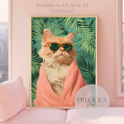 Cute Cat Preppy Print / Pop Art / Trendy Wall Art / Eclectic Print / Cat Poster