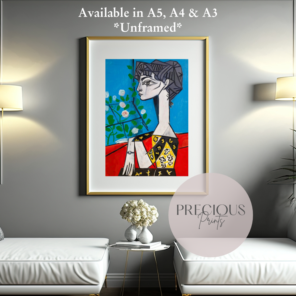 Picasso Jacqueline with Flowers Print / Vintage Gallery Wall Art / High Gloss