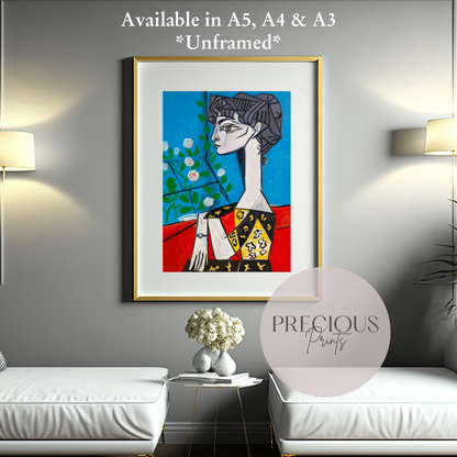 Picasso Jacqueline with Flowers Print / Vintage Gallery Wall Art / High Gloss