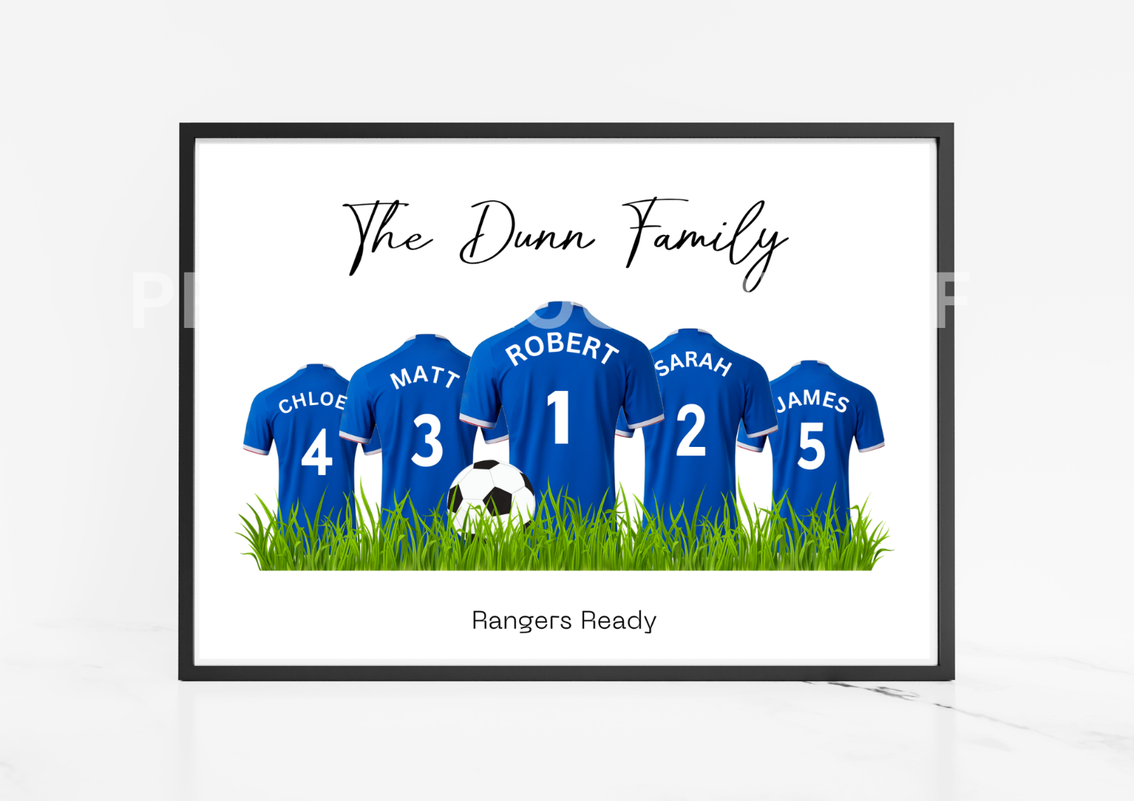 Personalised Football Family Print / Glasgow Rangers Print / Mothers Fathers Day