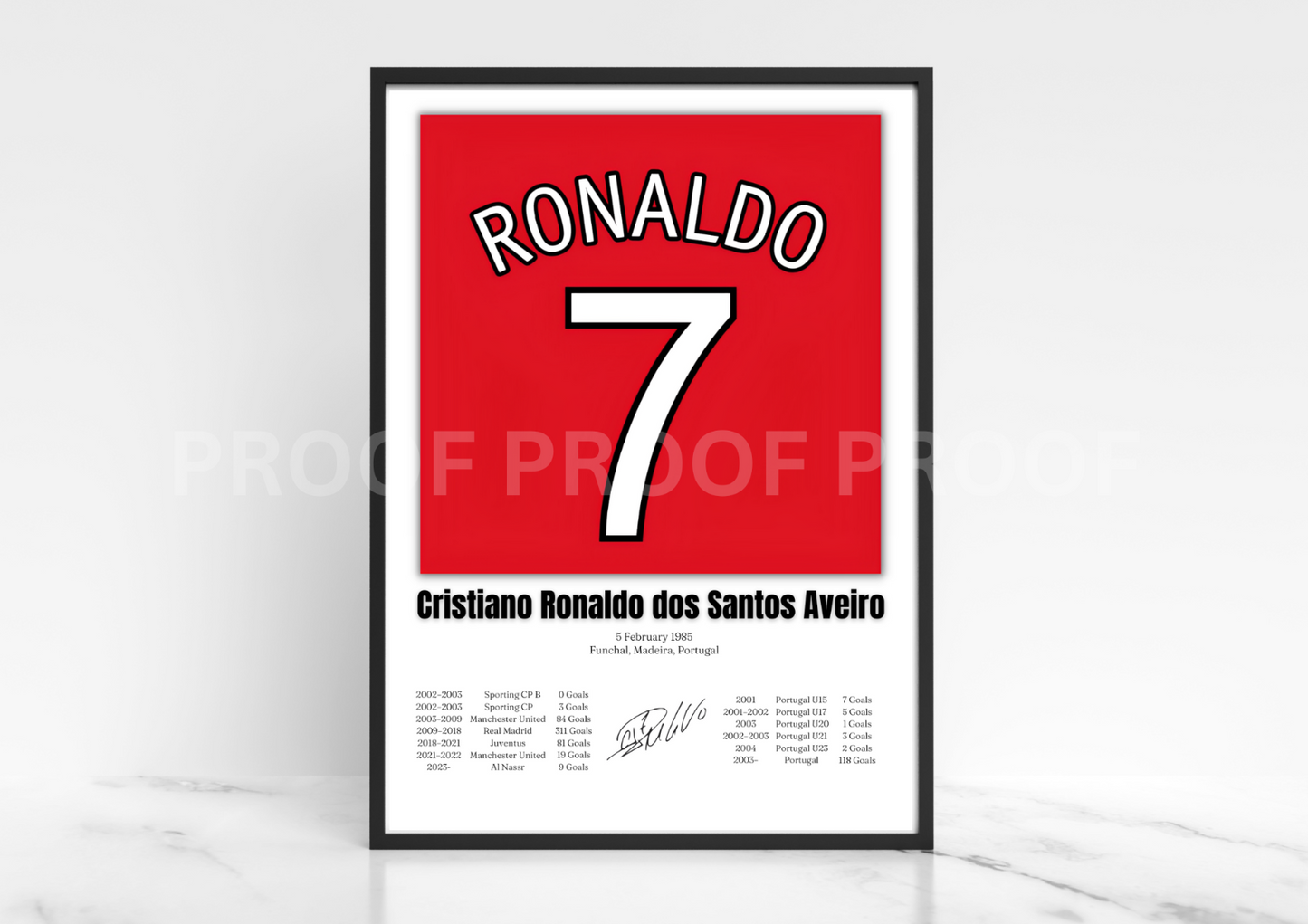 Cristiano Ronaldo Football Stats Print / Football Legends Poster / Football Gift