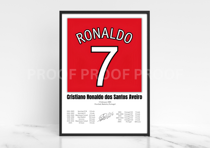 Cristiano Ronaldo Football Stats Print / Football Legends Poster / Football Gift