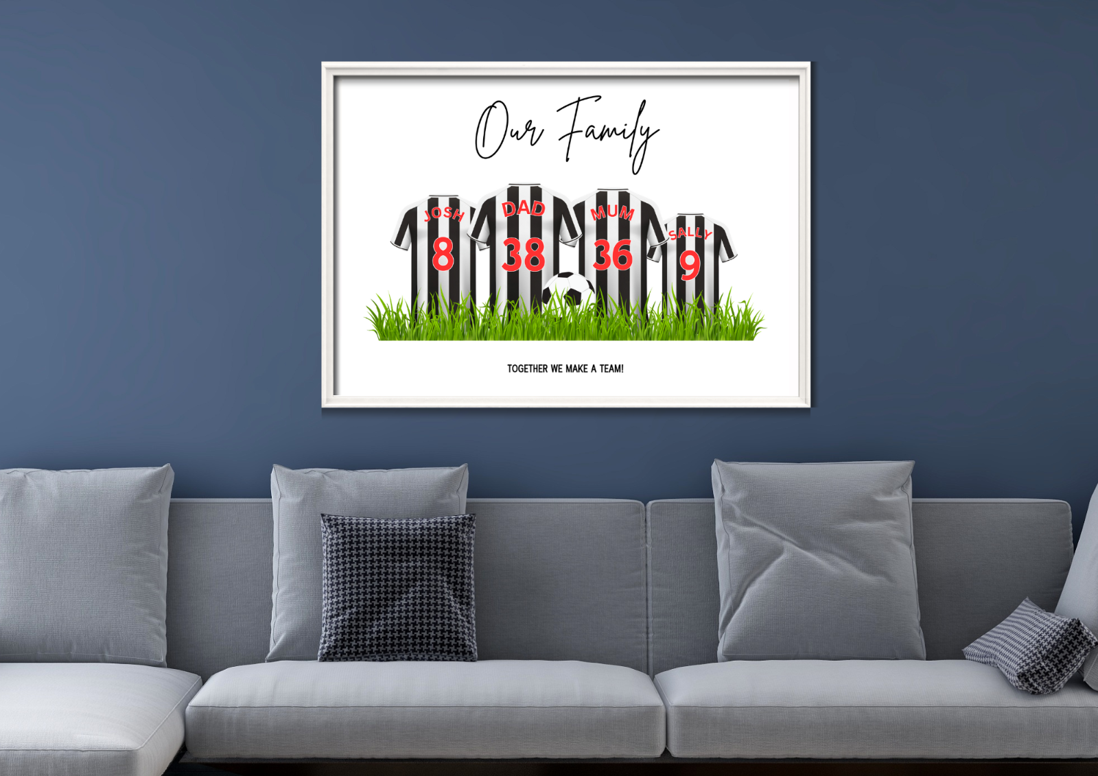 Personalised Football Family Print / Newcastle United Family Print A5 A4 A3