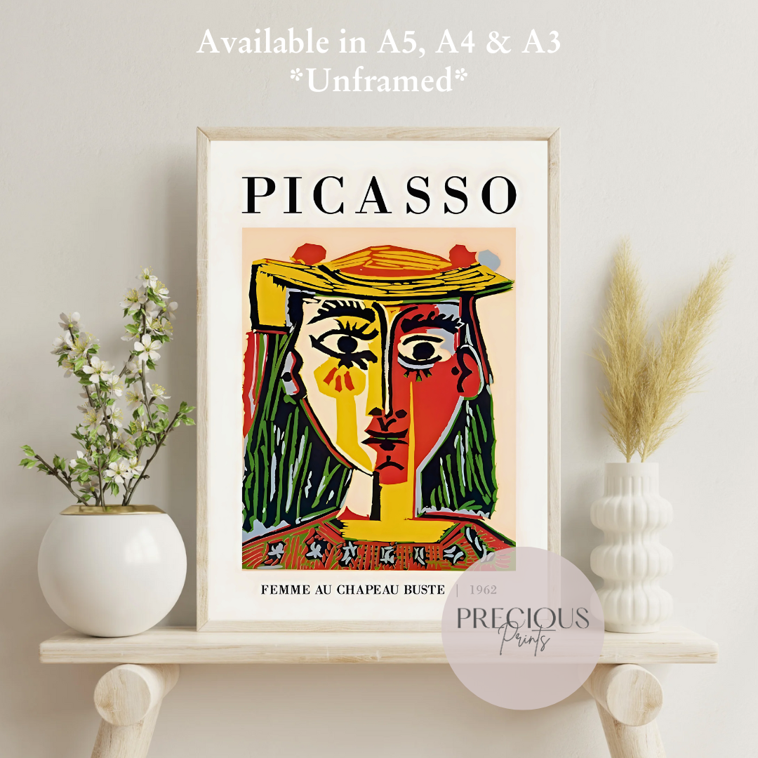 Picasso - Femme Au Chapeau Buste 1962 Exhibition Print Vintage Gallery Wall Art