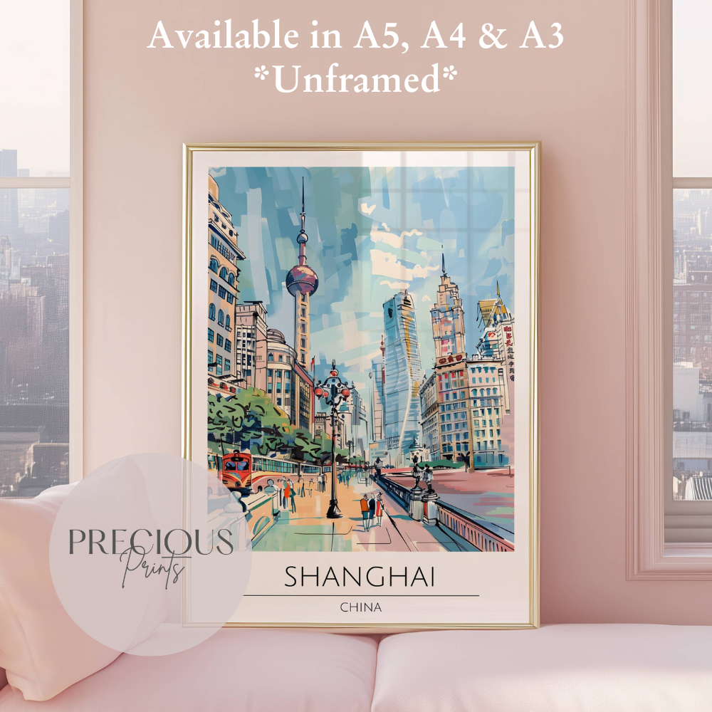 China - Shanghai Travel Print Poster / Vintage Wall Art / Giclee A5 A4 A3
