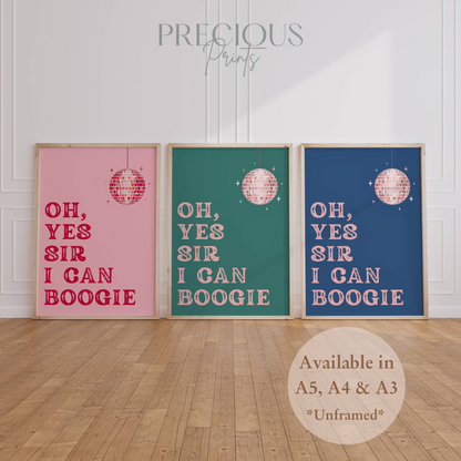 Oh, Yes Sir I Can Boogie Music Lyric Print / Music Poster / A5 A4 A3 Unframed