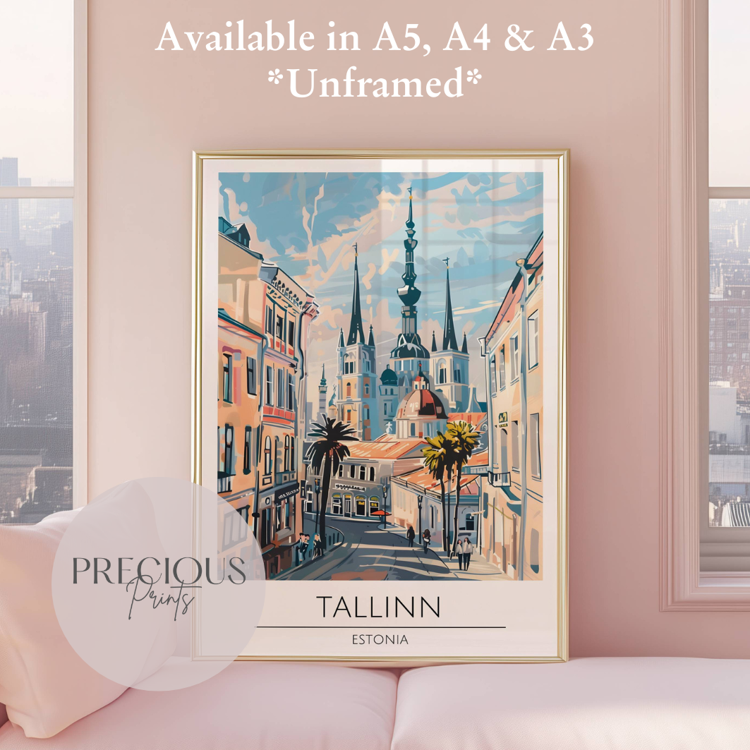 Estonia, Tallinn Travel Print Poster / Vintage Wall Art / A5 A4 A3
