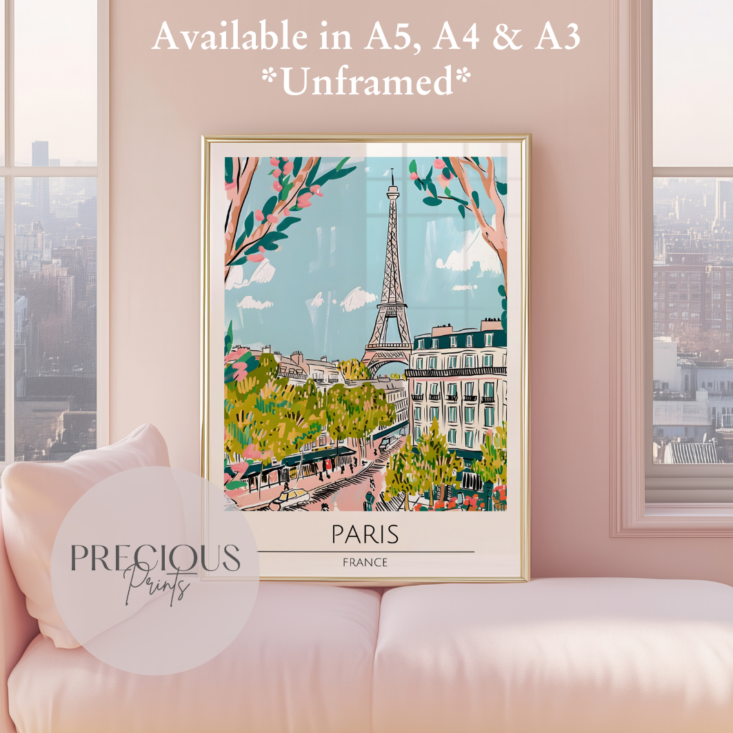France Paris Print Poster- USA Travel Poster - Vintage Wall Art - Free Delivery