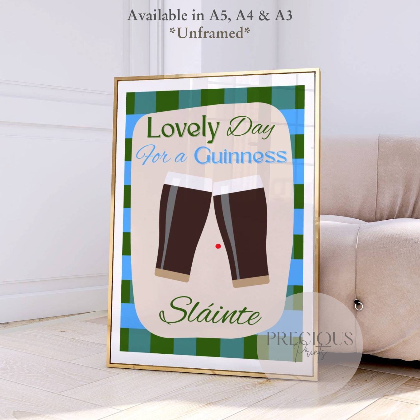Lovely Day for a Guinness Print / Irish Humour Print / Irish Wall Art Funny